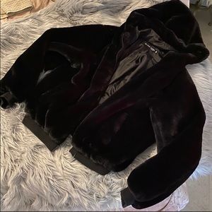 Blanc Noir Fluffy Hooded Jacket